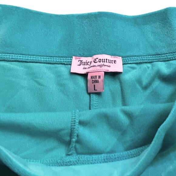 Juicy Couture Velour Track Shorts Juicy Bling Large Coastal Teal Green NWOT* - Picture 2 of 6
